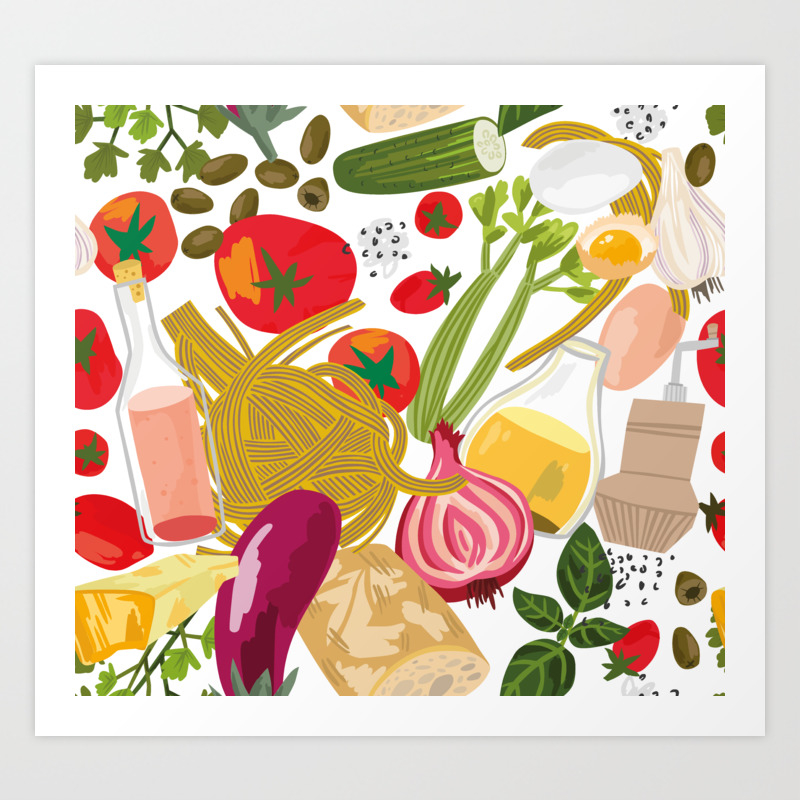 Fresh Italian Market Food Art Print By Straypencilworkshop Society6