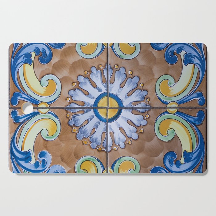 Vintage Italian Majolica Single Tile Group Cutting Board