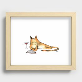 The Cat Relaxes Recessed Framed Print