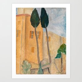 Amedeo Modigliani - Cypresses and Houses at Cagnes Art Print