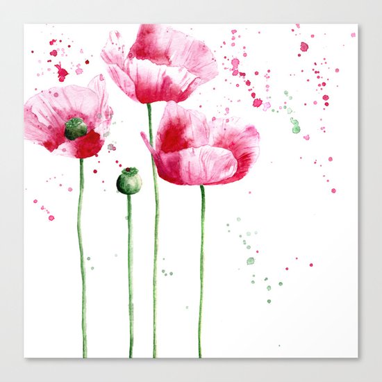 Expressive poppies || watercolor Canvas Print