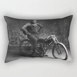 Ray Weishaar On His Motorcycle - 1914 Rectangular Pillow