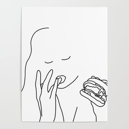 Finger Lickin' Burger Line Drawing Version 2 Poster