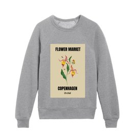 Vintage Yellow Orchid Flower Market Copenhagen  Kids Crewneck