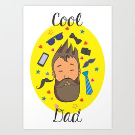 Cool Dad Art Print | Daddy, Art, Graphical, Fathersdayspecial, Illustration, Father, Gifts, Meesart, Mee, Digital 