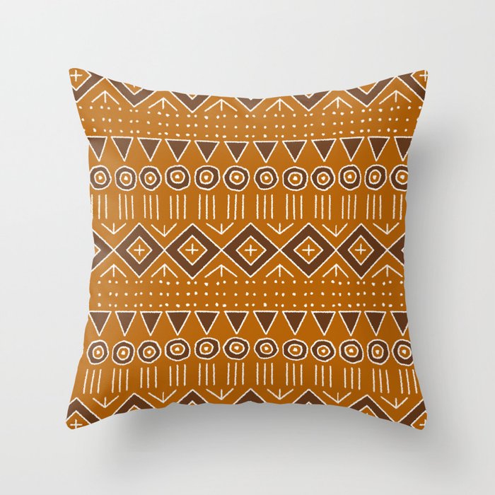Mudcloth Style 2 In Burnt Orange And Brown Throw Pillow By Fischerfinearts Society6