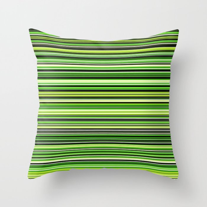 Green stripes Throw Pillow