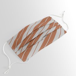 [ Thumbnail: Grey & Sienna Colored Stripes Pattern Face Mask ]