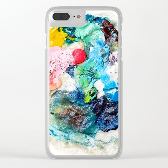 Rainbow Earth Paint Moon Love Clear iPhone Case