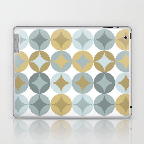 Retro Geometric Pattern Teal, Agua and Yellow Gold Laptop & iPad Skin