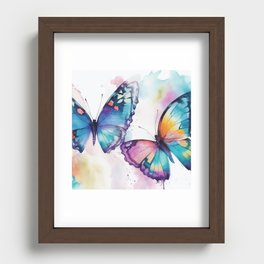 Abstract Watercolor Butterflies Recessed Framed Print