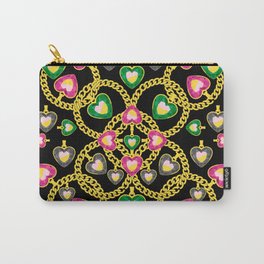 Fashion Pattern with Golden Chains and Jewelry Carry-All Pouch