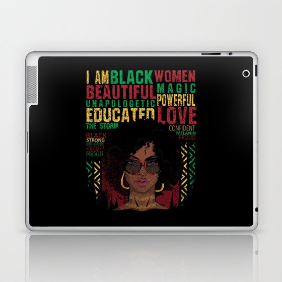 I Am Black Woman Beautiful Powerful Black History Laptop & iPad Skin