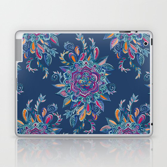 Deep Summer - Watercolor Floral Medallion Laptop & iPad Skin