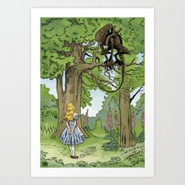Alice Meets The Alien in Wonderland Art Print