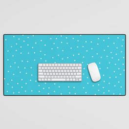 Christmas Simple seamless pattern Snow confetti on Blue Scuba Background Desk Mat