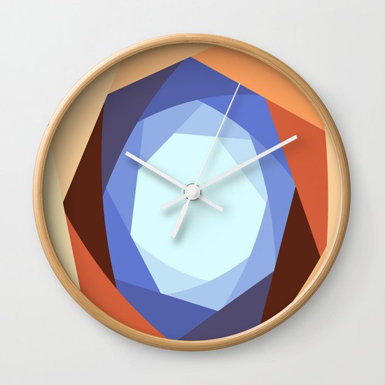 Earth Tones and Blue Decorative Pattern Wall Clock