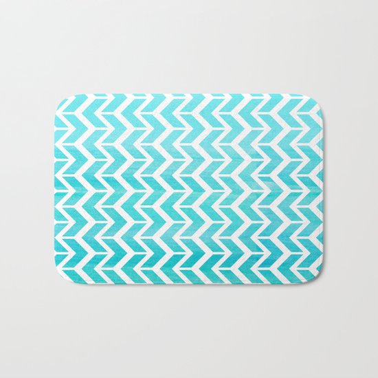 Maritime Aqua Teal Chevron Herringbone ZigZag - Mix & Match Bath Mat