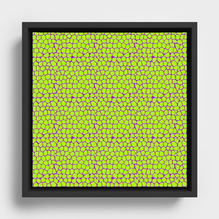 Neon Green Purple Giraffe Pattern Framed Canvas