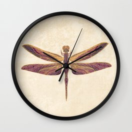 Art Nouveau Dragonfly In Purple Wall Clock