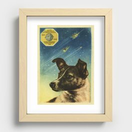 Laika — Soviet vintage space poster [Sovietwave] Recessed Framed Print