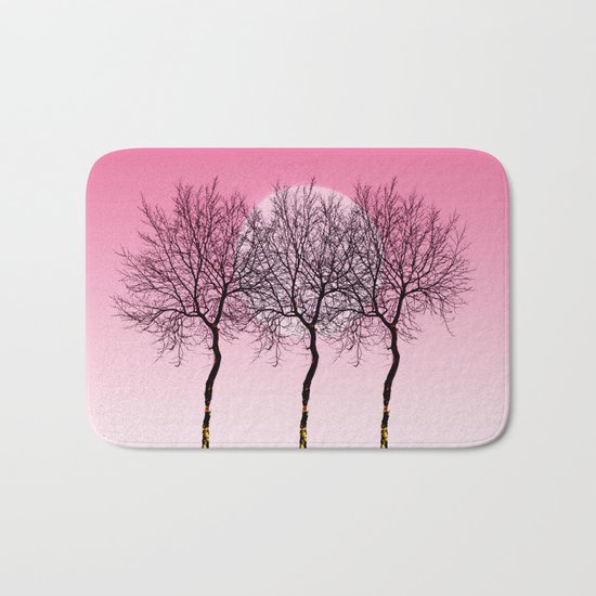 Triplet trees in pink Bath Mat