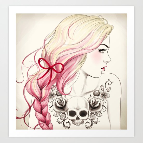 Tattoo Girl Art Print