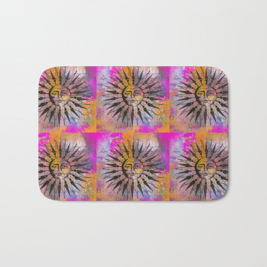 Sun illustration pink orange Bath Mat