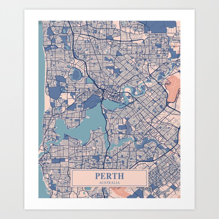 Perth vintage city map Art Print