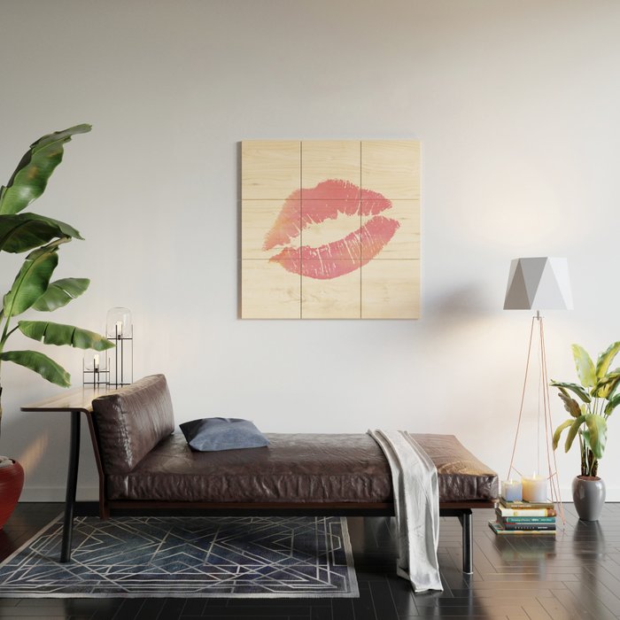Watercolor Pink Lips Lipstick Chic Romantic Kiss Girls Bedroom