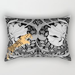 William Morris floral pattern with Tiger Achromatic Rectangular Pillow