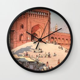 Jami Masjid Delhi From The India And Southeast Asia Series By Yoshida Hiroshi Wall Clock | Jami, Series, Southeast, Drawing, Asia, Japanese, Japan, Vintage, Delhi, India 