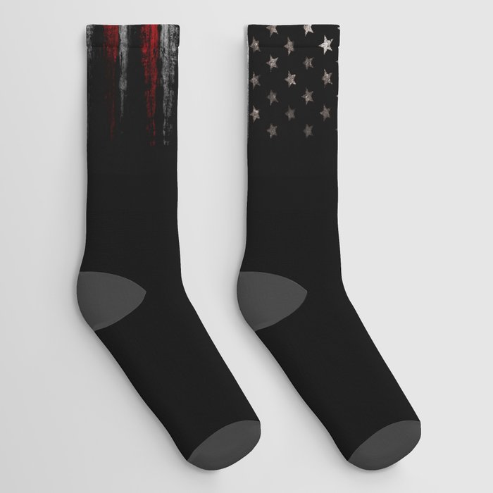 Red & white Grunge American flag Socks