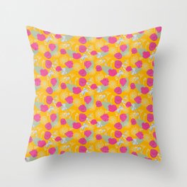 Retro Spring Rose Bouquet Throw Pillow