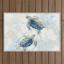 Swimming Together 2 - Sea Turtle  Outdoor Rug