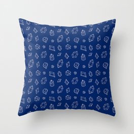 Blue and White Gems Pattern Throw Pillow
