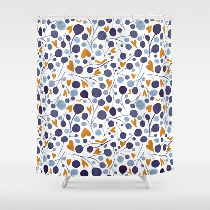 Watercolor leaves hearts composition   Shower Curtain