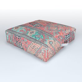 Blush Pink and Aqua Blue Antique Persian Rug Vintage Oriental Carpet Print Outdoor Floor Cushion