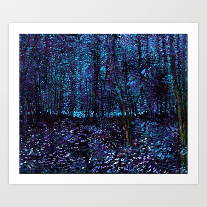 Van Gogh Trees & Underwood Indigo Turquoise Art Print