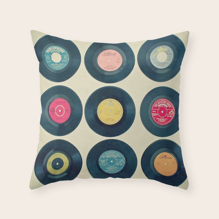Vinyl Collection Throw Pillow by Cassia Beck Society6