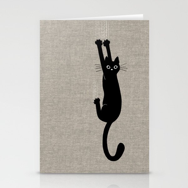 Black Cat Hanging On | Funny Cat Stationery Cards