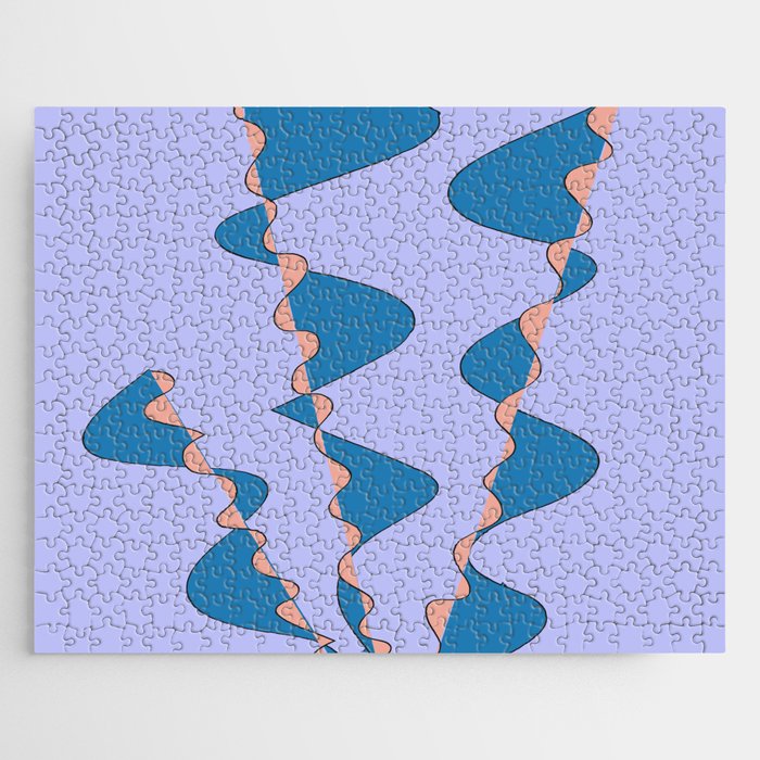 Pink Blue Abstract Plant Geometric Vector Art Jigsaw Puzzle
