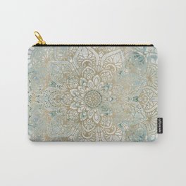 Yoga, Mandala, Teal and Gold, Wall Art Boho Carry-All Pouch