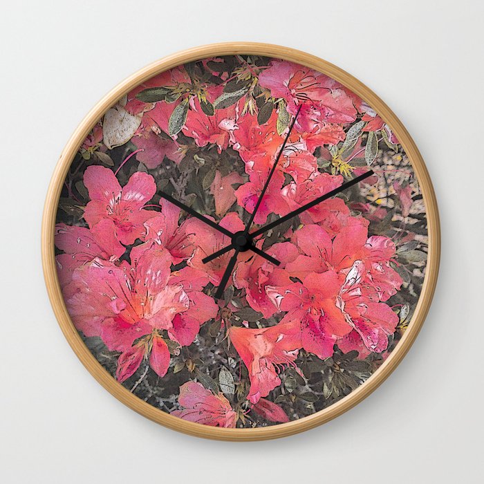 Red Flowers Abstract Artwork Wall Clock