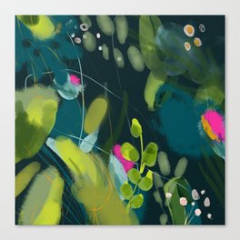 abstract jungle fever leaves in floral green Canvas Print