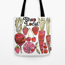 Shop Local Tote Bag | Typography, Cherry, Digital, Shoplocal, Ink, Vintage, Beets, Produce, Farmer, Veggies 