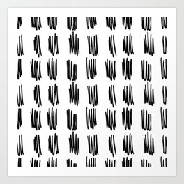 Hand Painted Black Brush Strokes Pattern Art Print