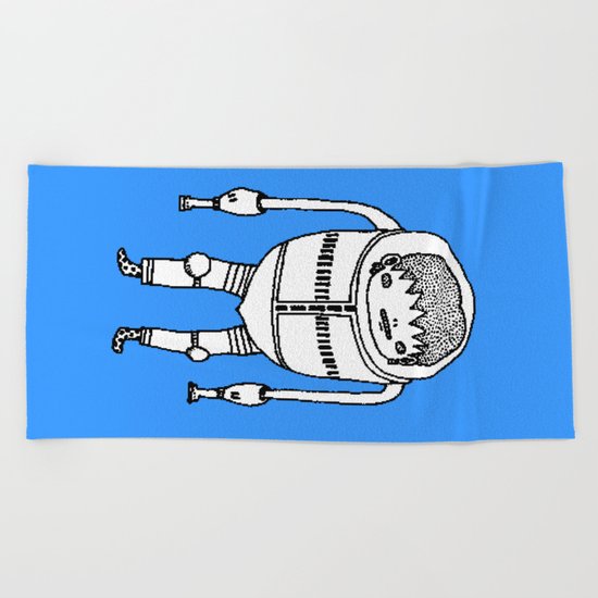 Cyborg Robot Zombie-boy ( HQ pixel ) Beach Towel