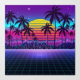 Radiant Sunset Synthwave Canvas Print