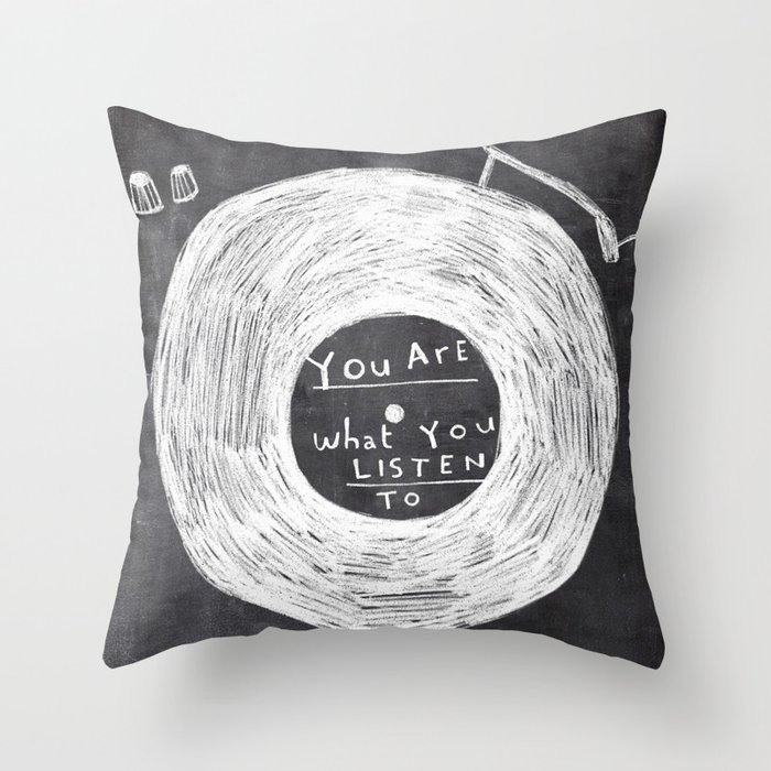 you are what you listen to, BLACK Throw Pillow